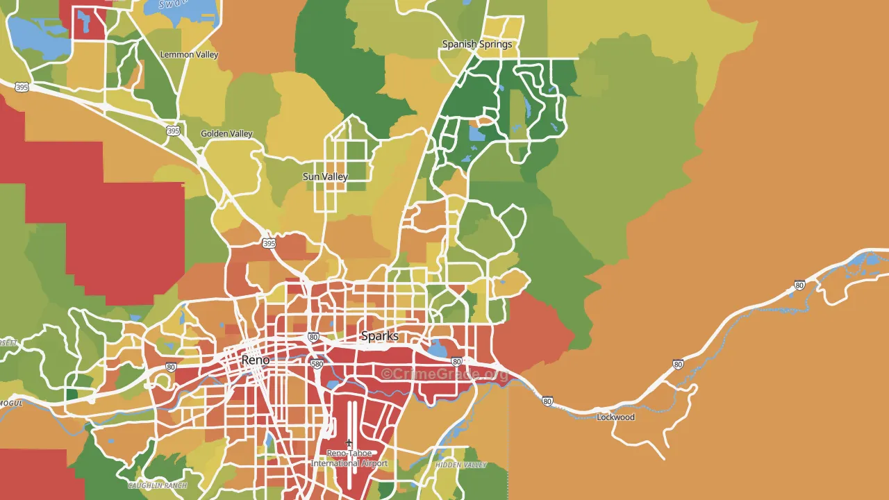 Sparks, NV Map of Burglary Rates