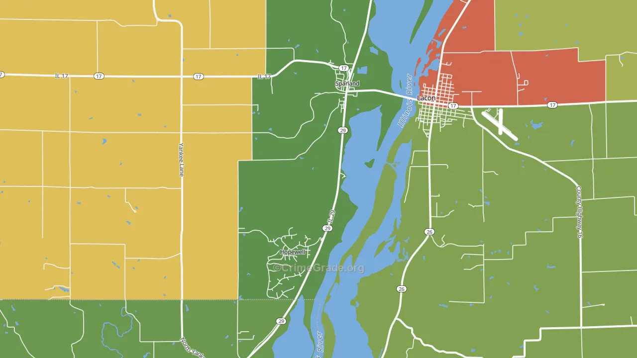 Sparland, IL Map of Burglary Rates