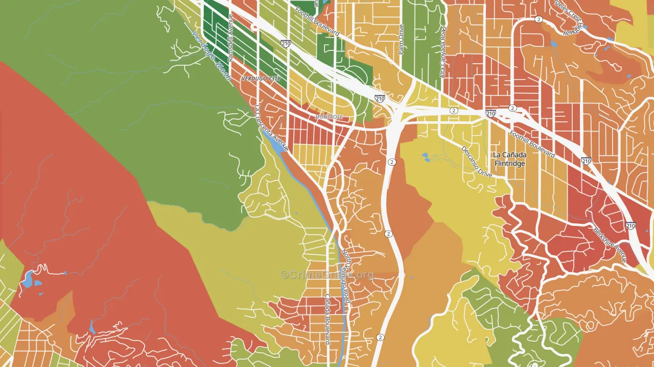 Sparr Heights, Glendale, CA Map of Burglary Rates