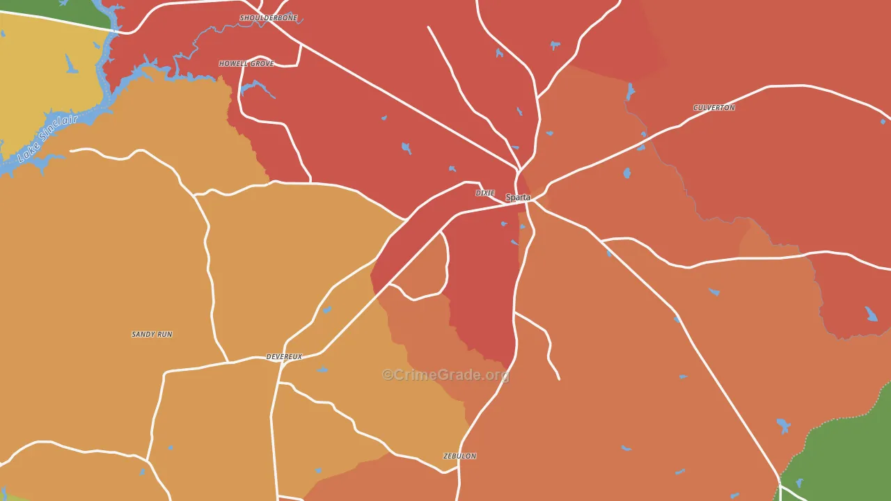 Sparta, GA Map of Burglary Rates