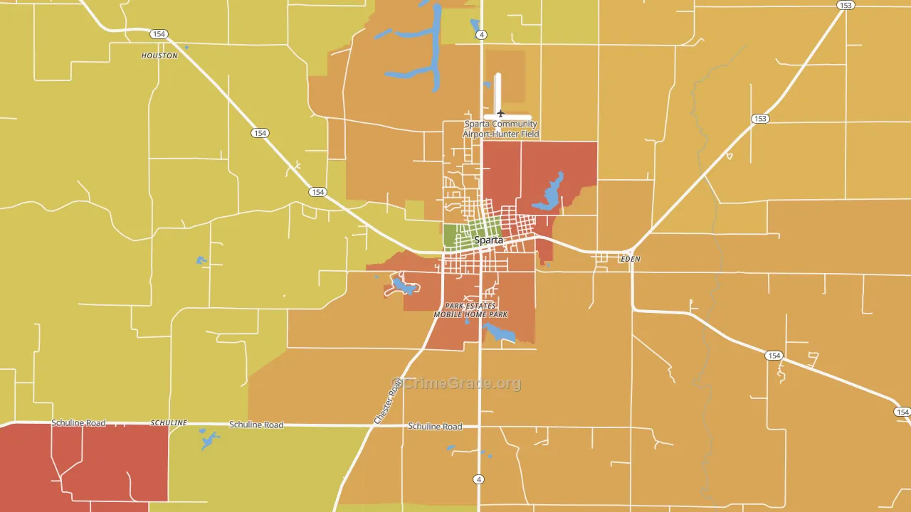 Sparta, IL Map of Burglary Rates