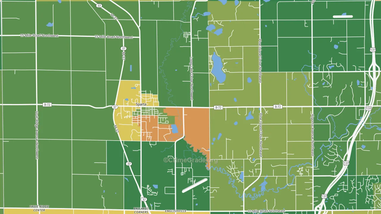 Sparta, MI Map of Burglary Rates