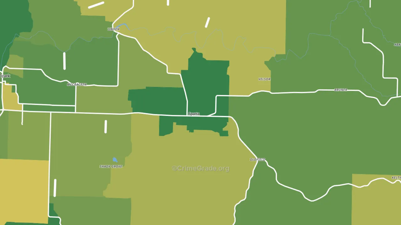 Sparta, MO Map of Burglary Rates
