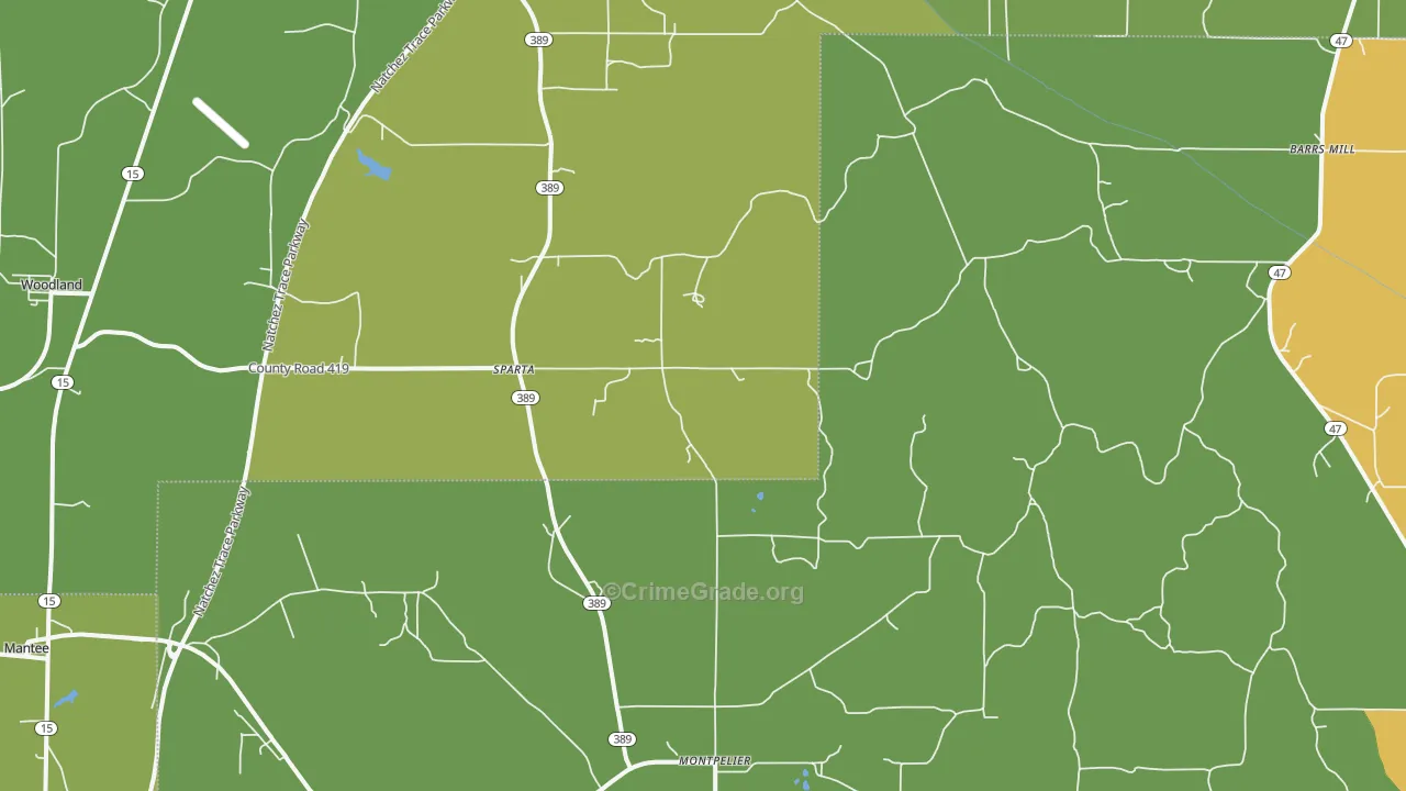 Sparta, MS Map of Burglary Rates