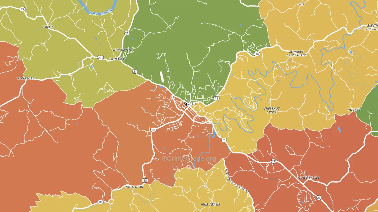 Sparta, NC Map of Burglary Rates