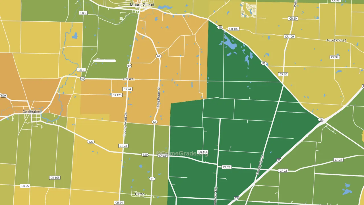 Sparta, OH Map of Burglary Rates