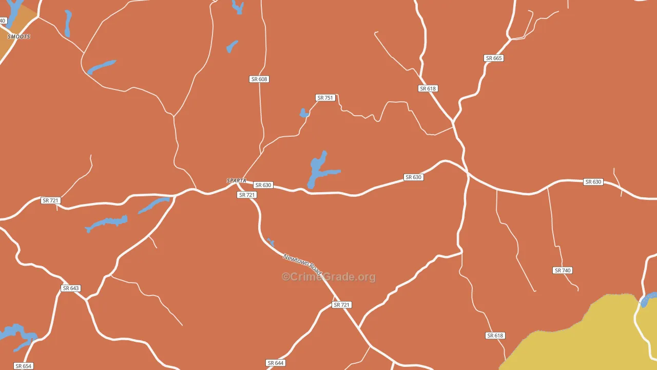 Sparta, VA Map of Burglary Rates