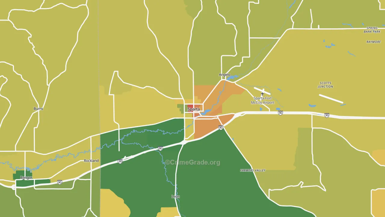 Sparta, WI Map of Burglary Rates