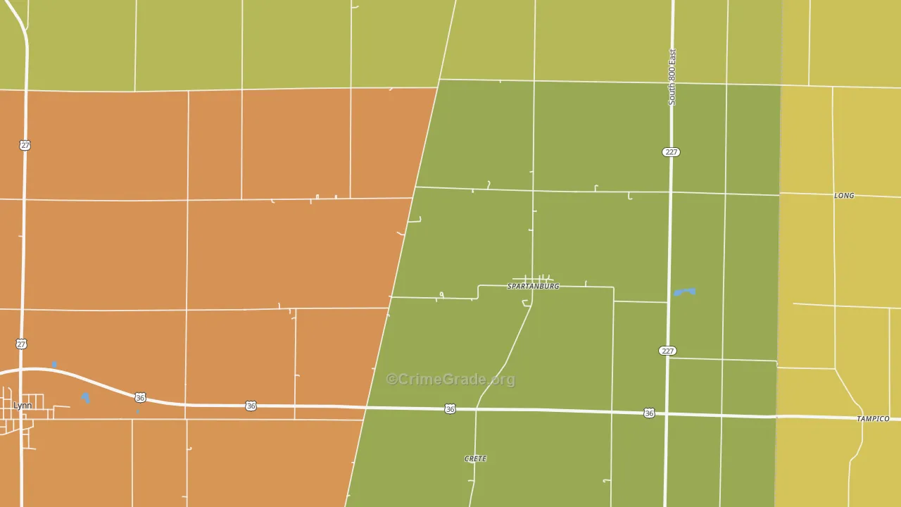 Spartanburg, IN Map of Burglary Rates