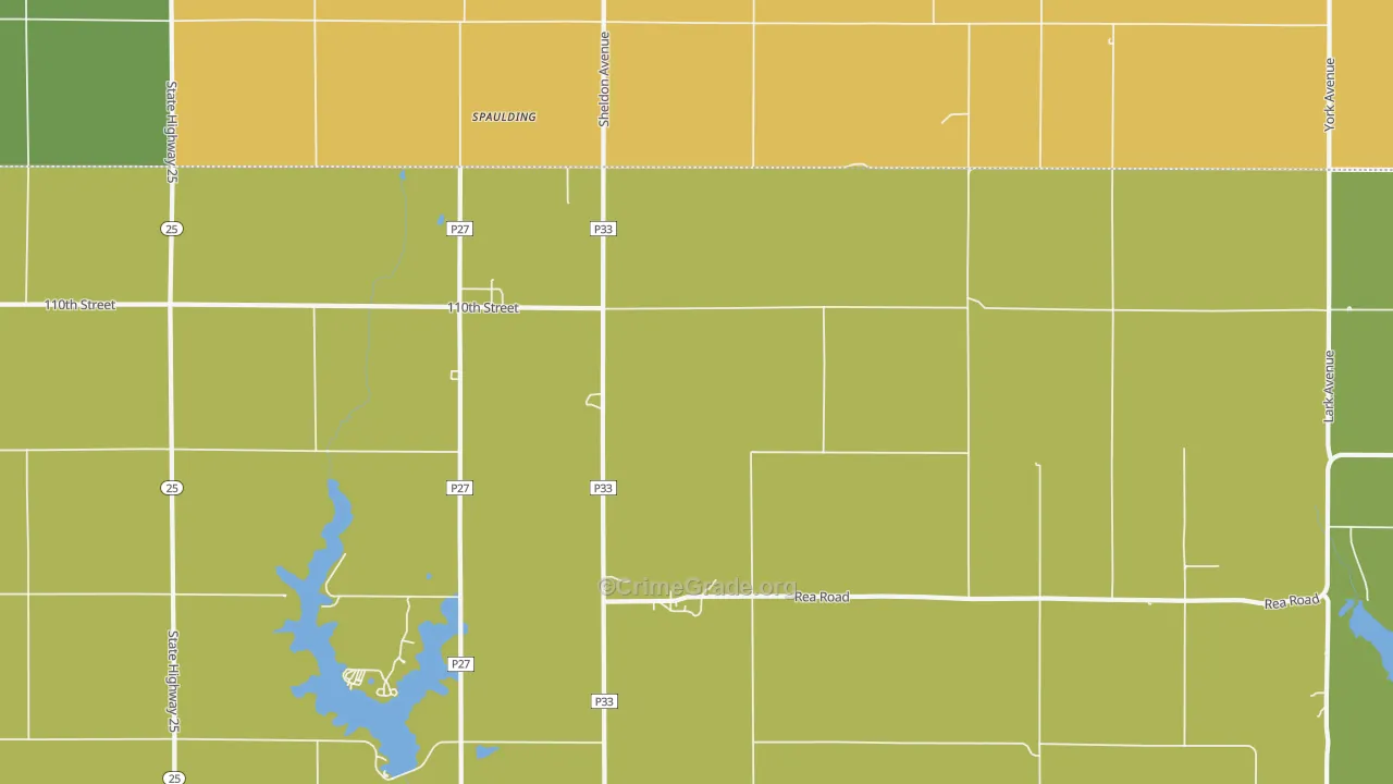 Spaulding, IA Map of Burglary Rates
