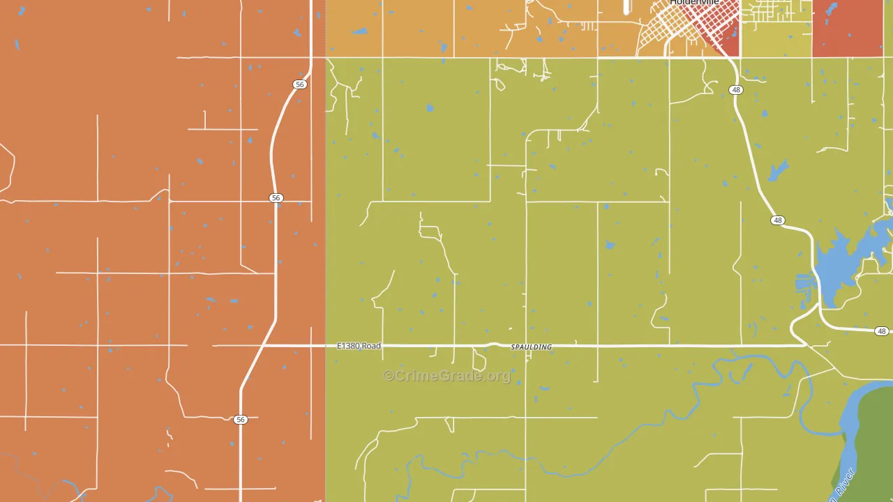 Spaulding, OK Map of Burglary Rates