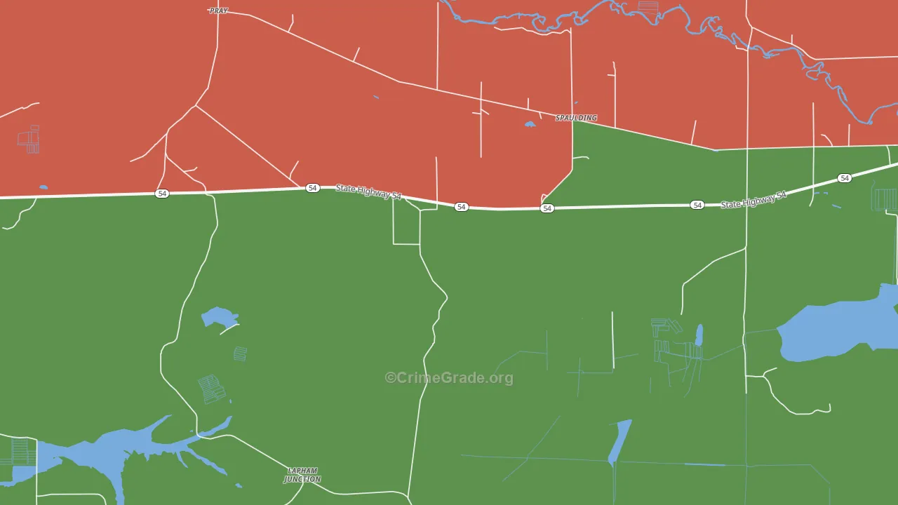Spaulding, WI Map of Burglary Rates