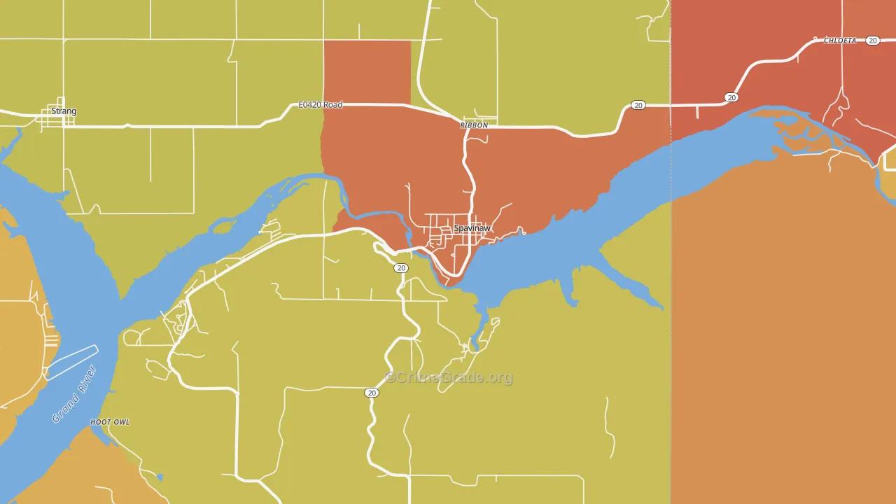 Spavinaw, OK Map of Burglary Rates