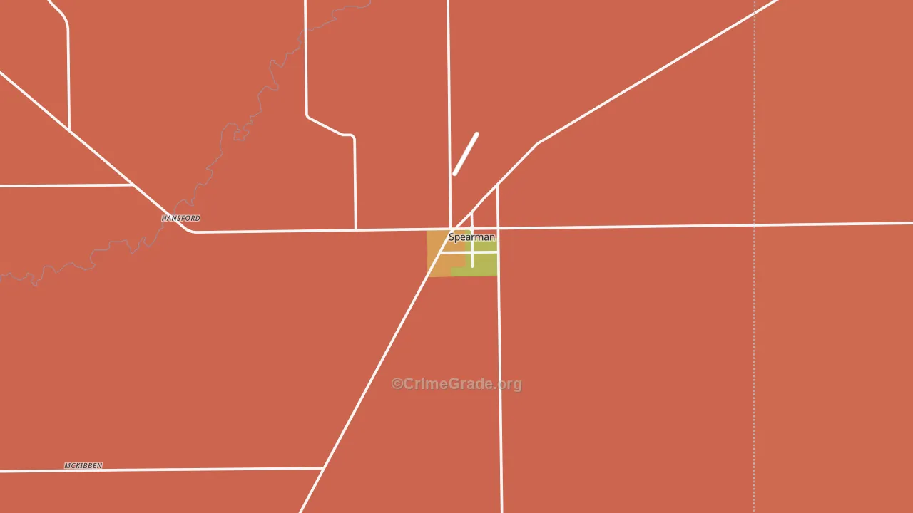 Spearman, TX Map of Burglary Rates