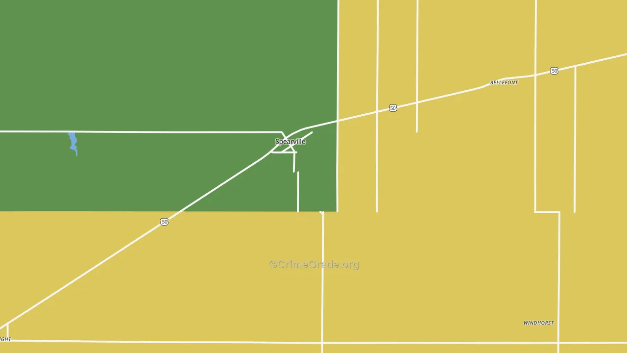 Spearville, KS Map of Burglary Rates