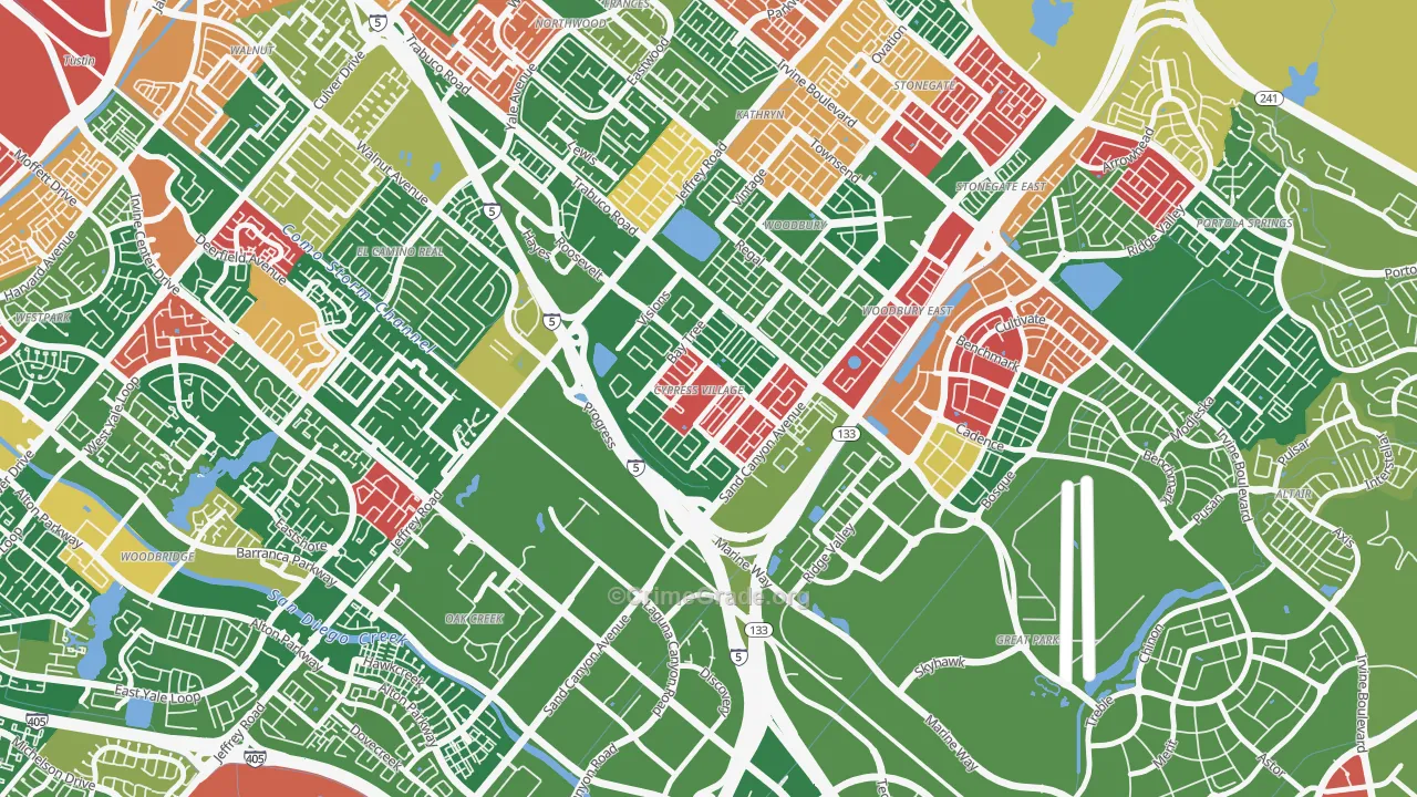 Spectrum, Irvine, CA Map of Burglary Rates