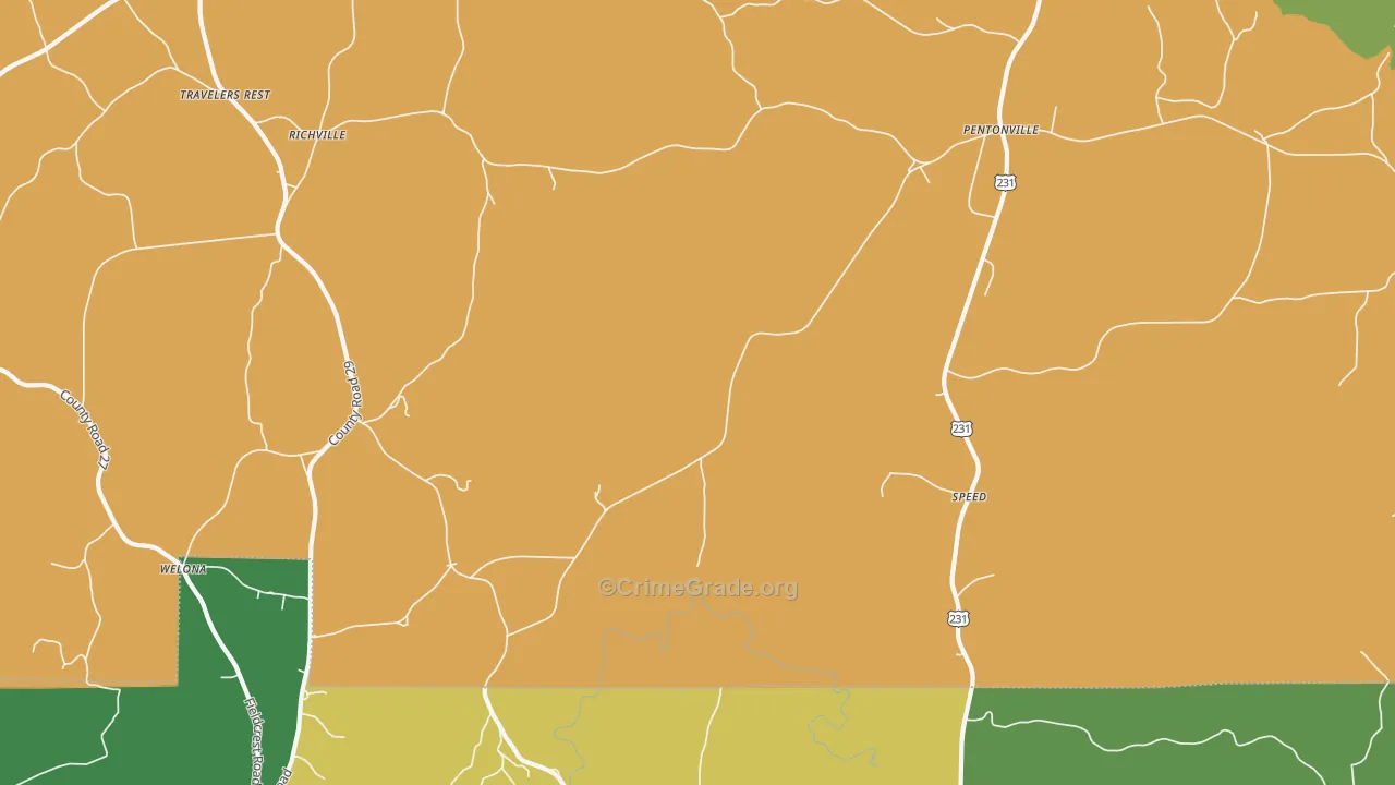 Speed, AL Map of Burglary Rates