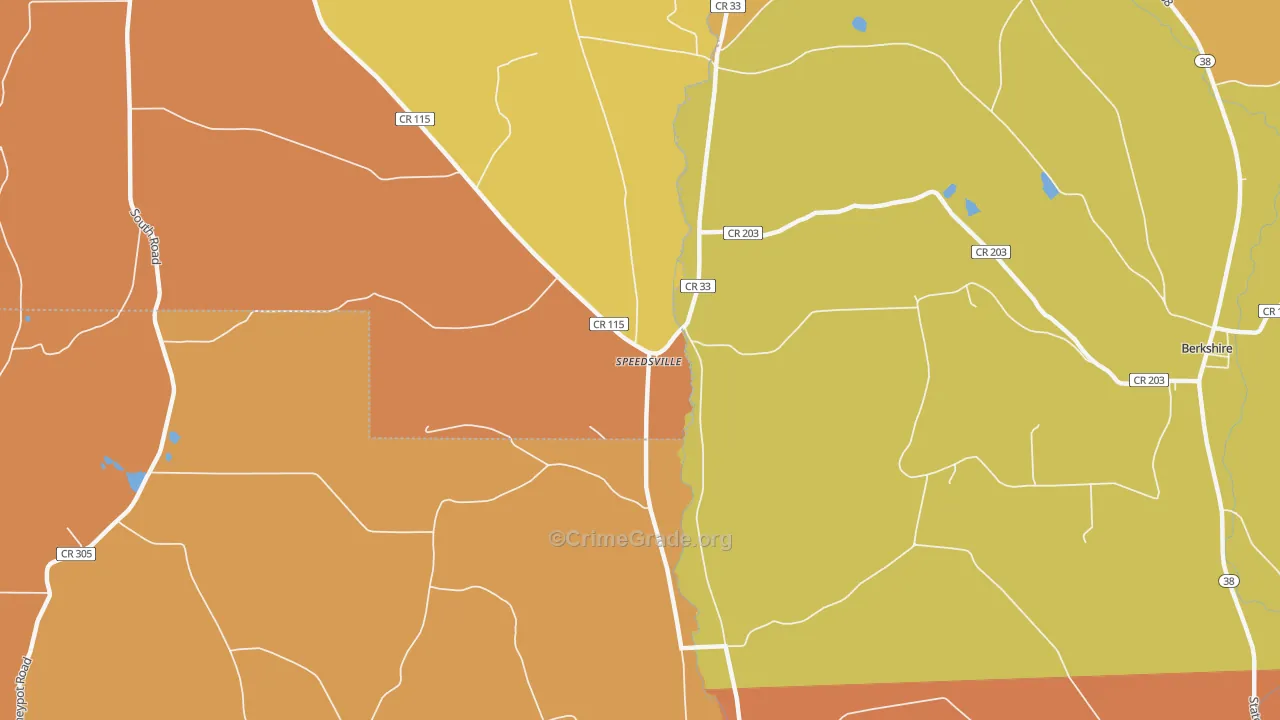 Speedsville, NY Map of Burglary Rates