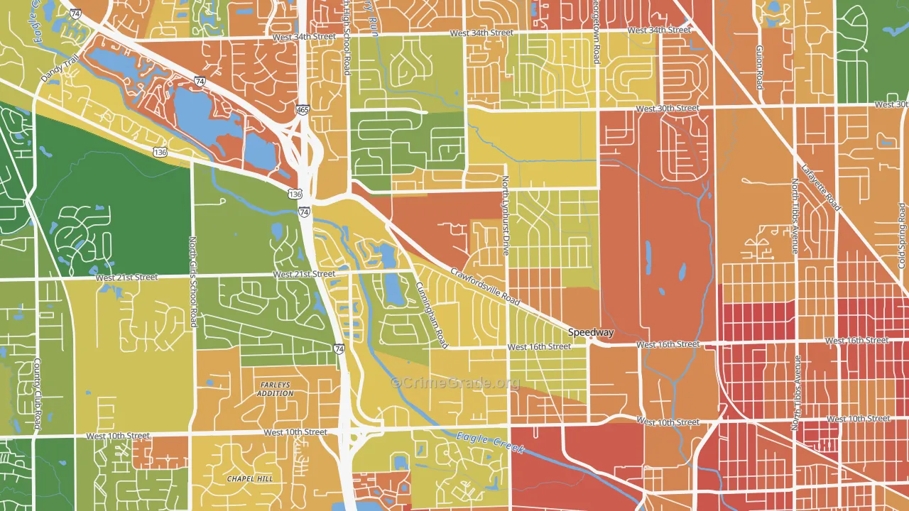 Speedway, IN Map of Burglary Rates