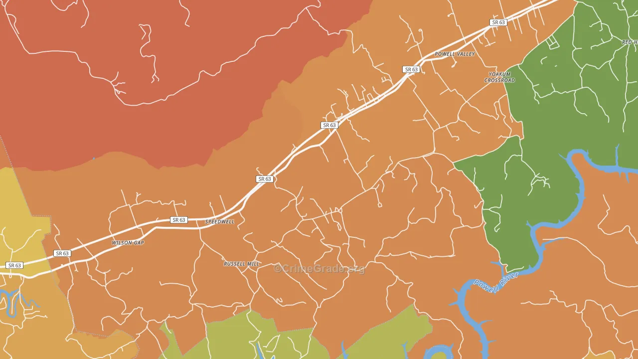 Speedwell, TN Map of Burglary Rates