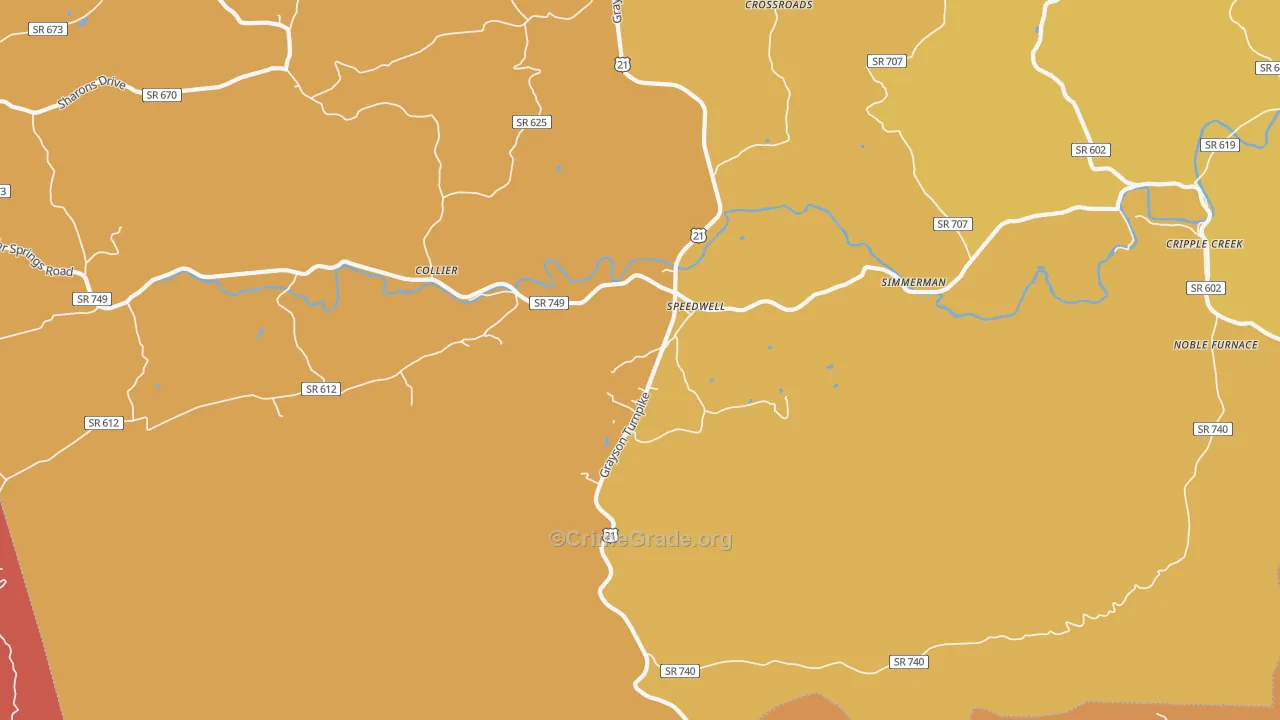 Speedwell, VA Map of Burglary Rates