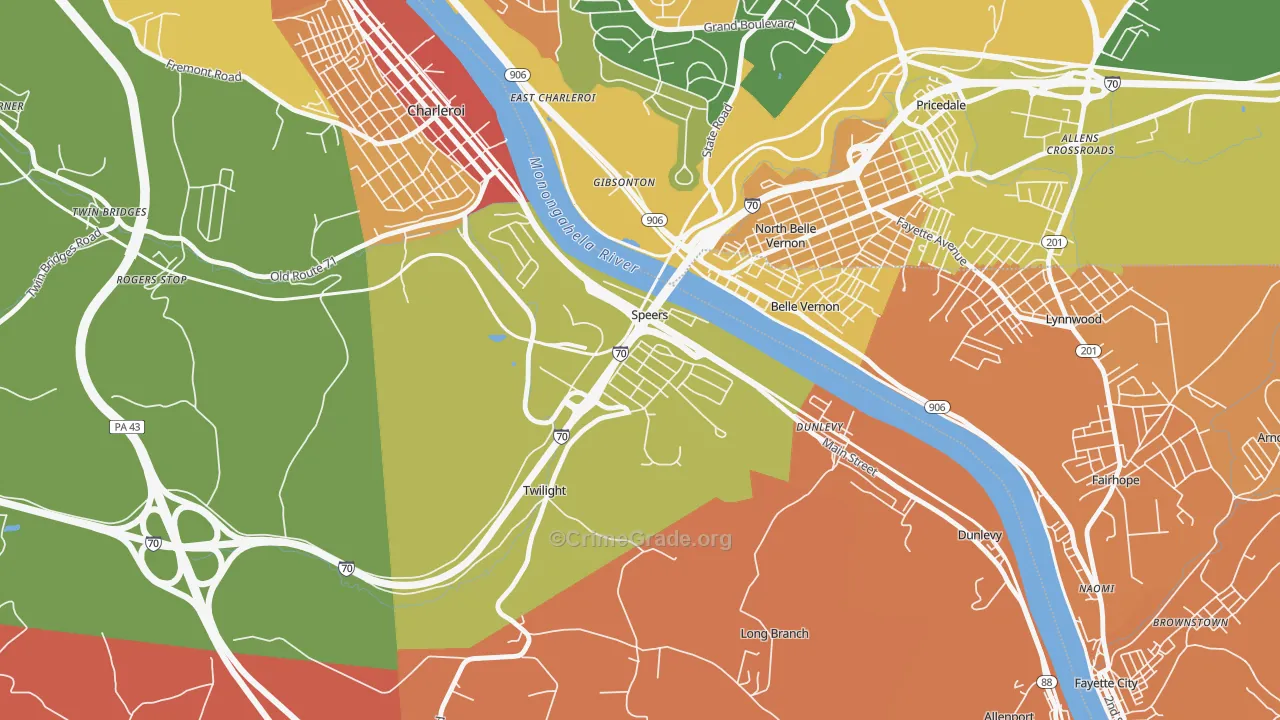 Speers, PA Map of Burglary Rates