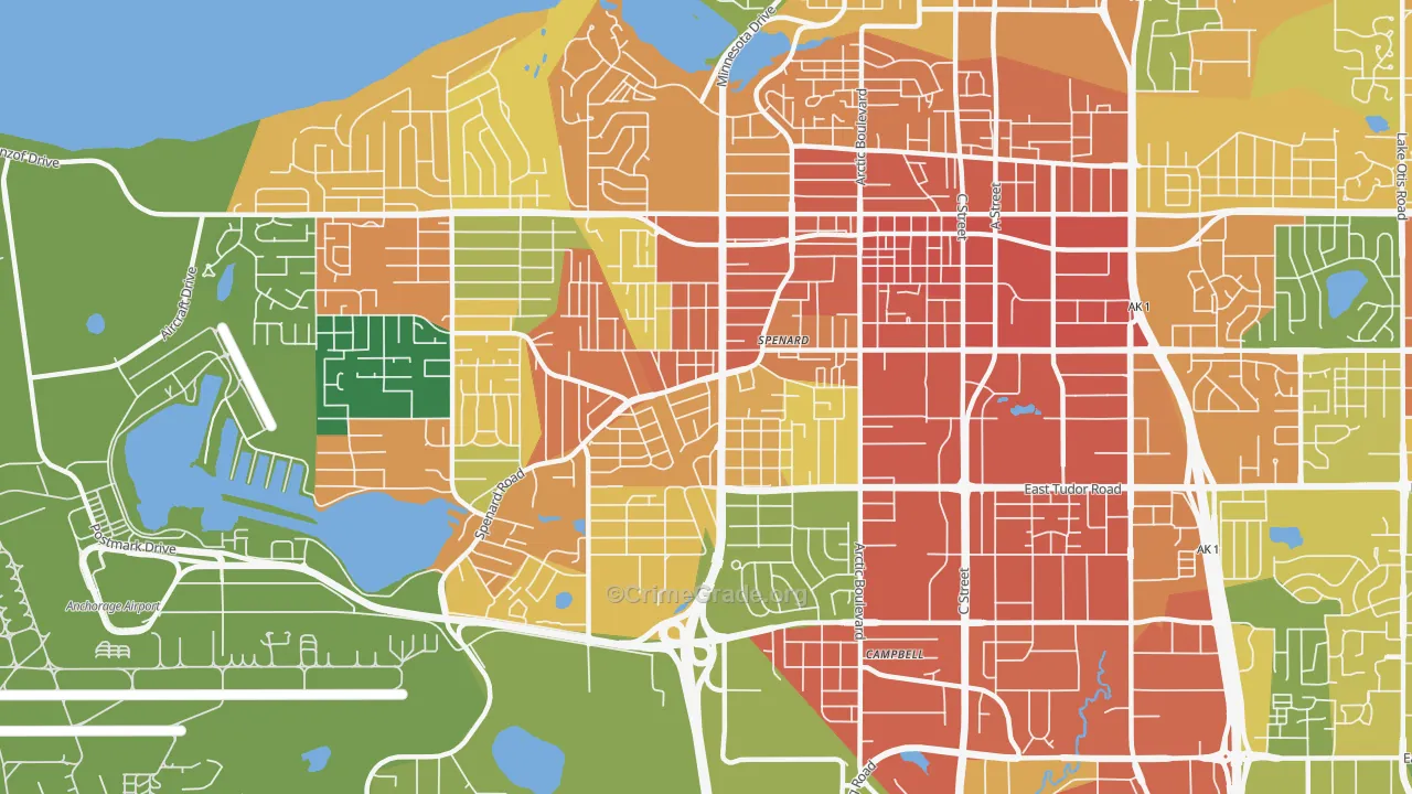 Spenard, Anchorage, AK Map of Burglary Rates
