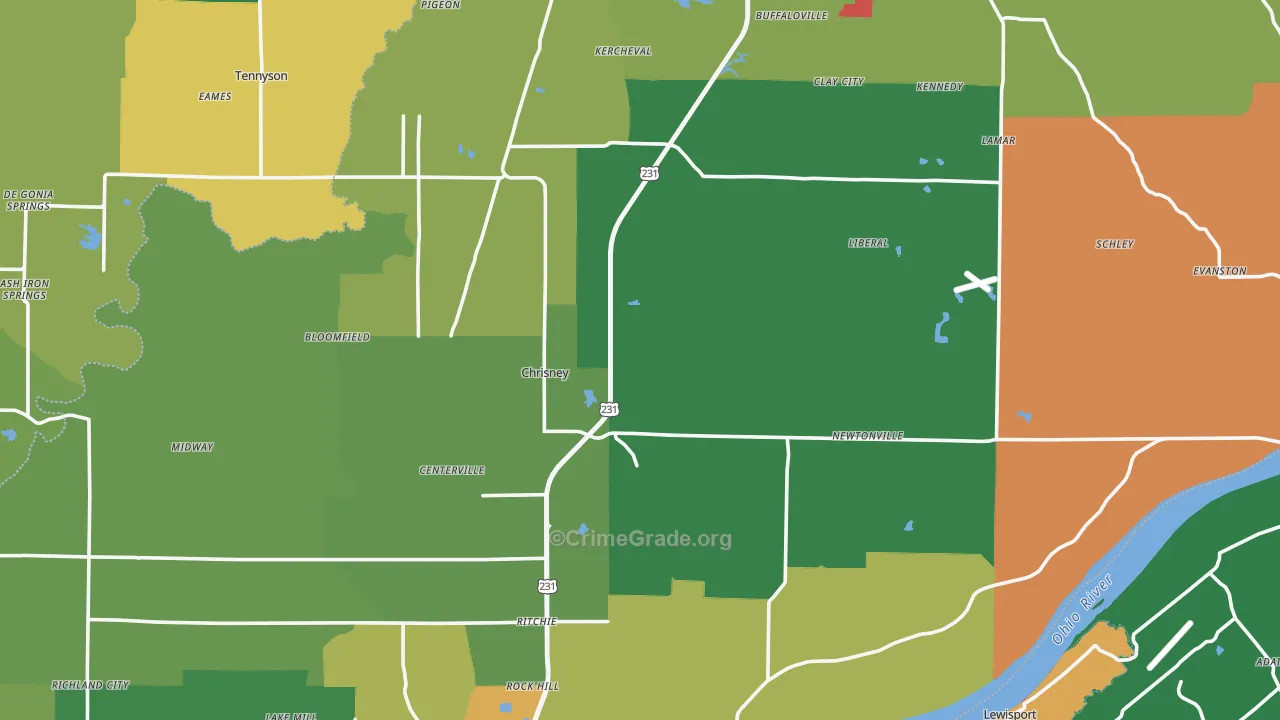 Spencer County, IN Map of Burglary Rates