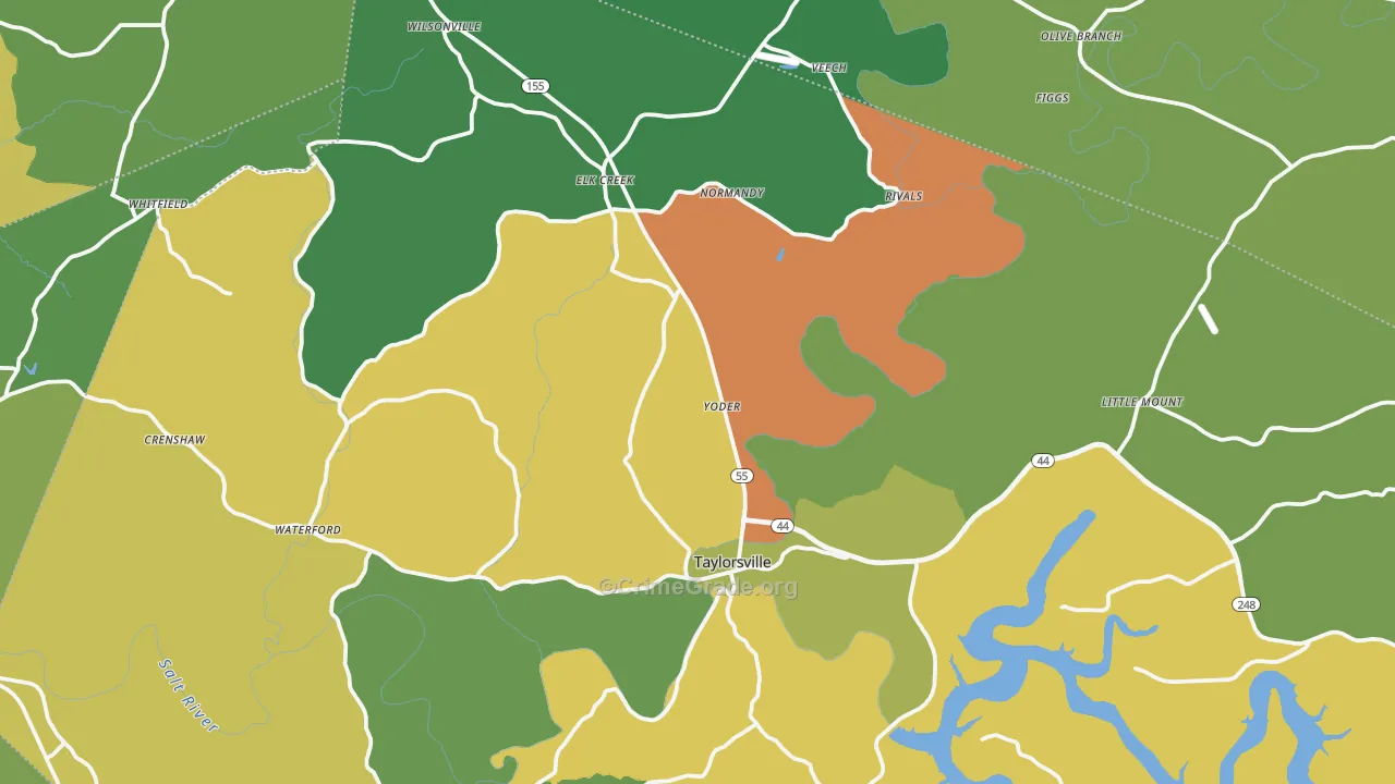 Spencer County, KY Map of Burglary Rates