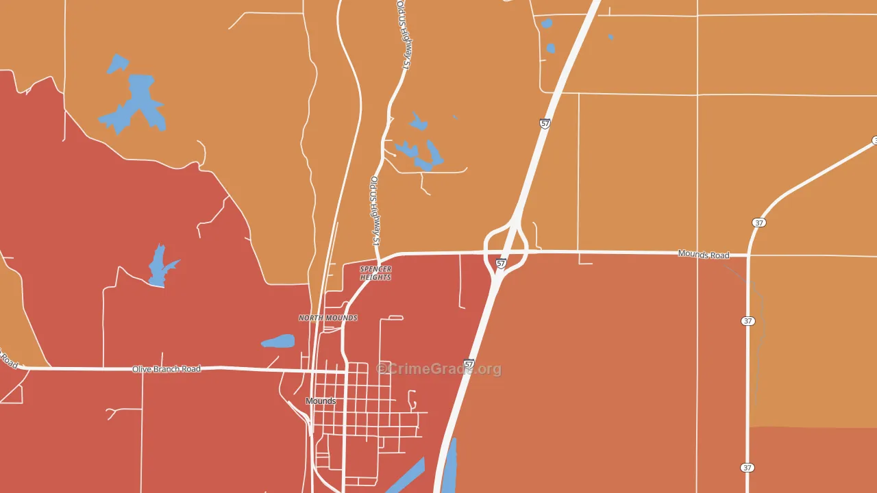 Spencer Heights, IL Map of Burglary Rates