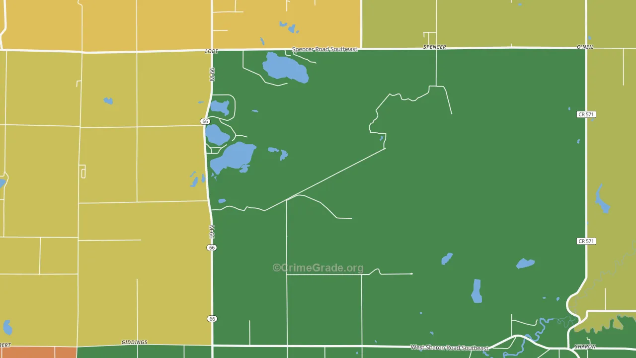 Spencer, MI Map of Burglary Rates