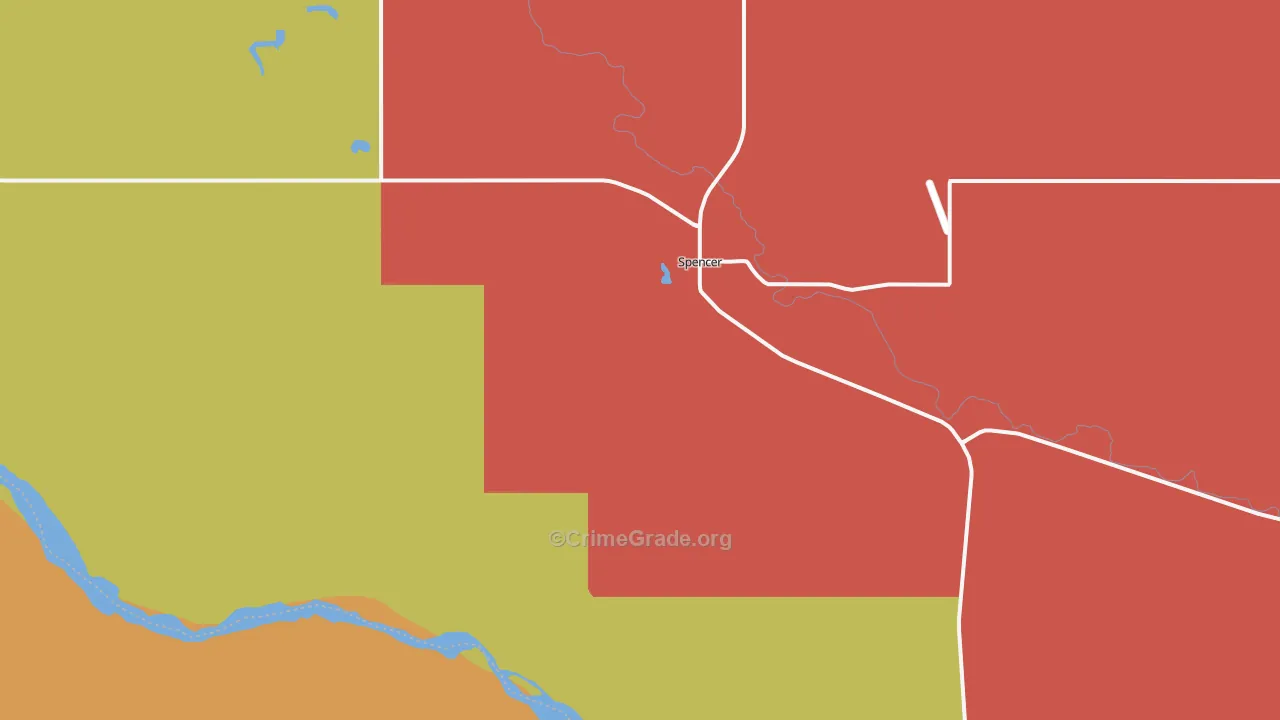 Spencer, NE Map of Burglary Rates