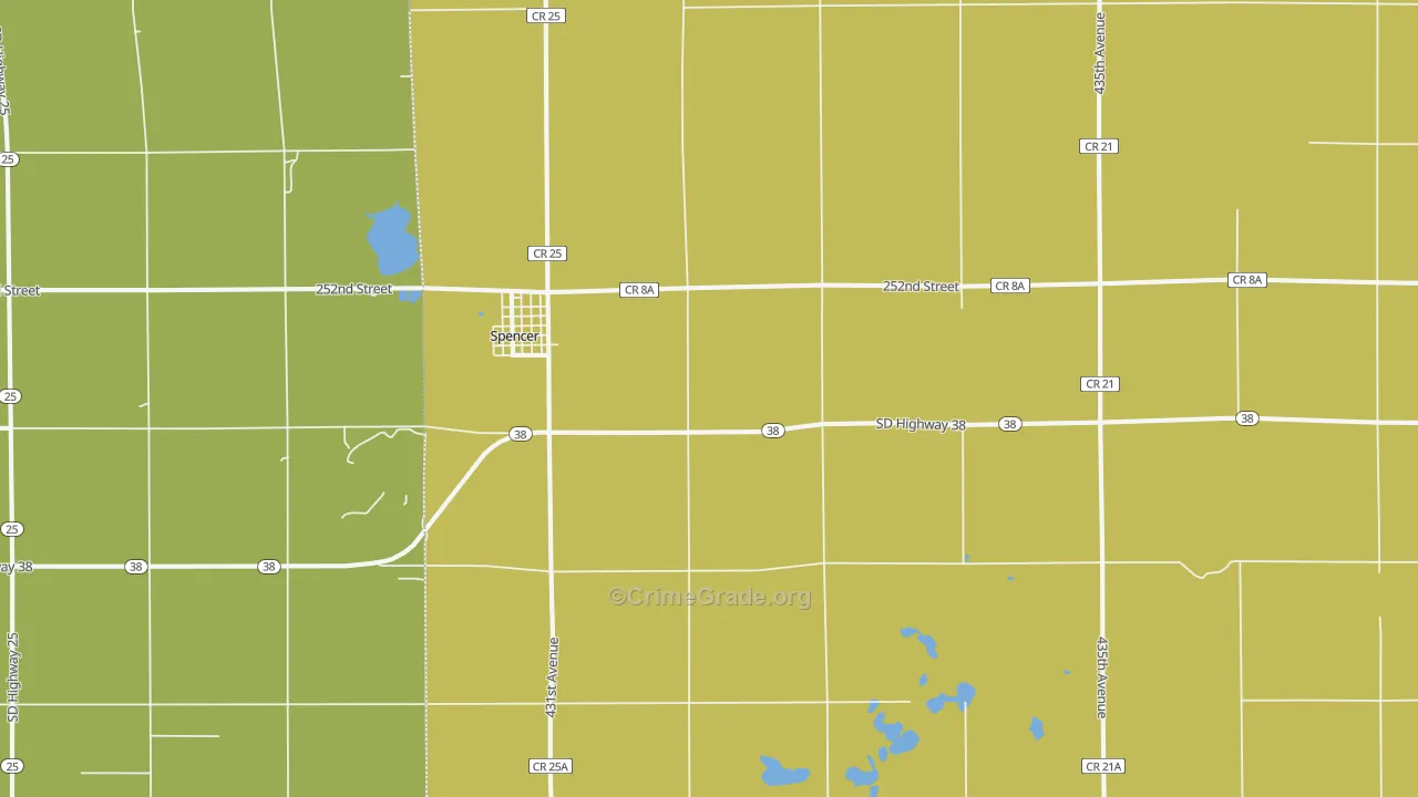 Spencer, SD Map of Burglary Rates