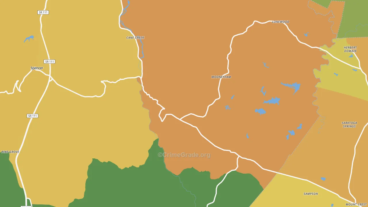 Spencer, TN Map of Burglary Rates