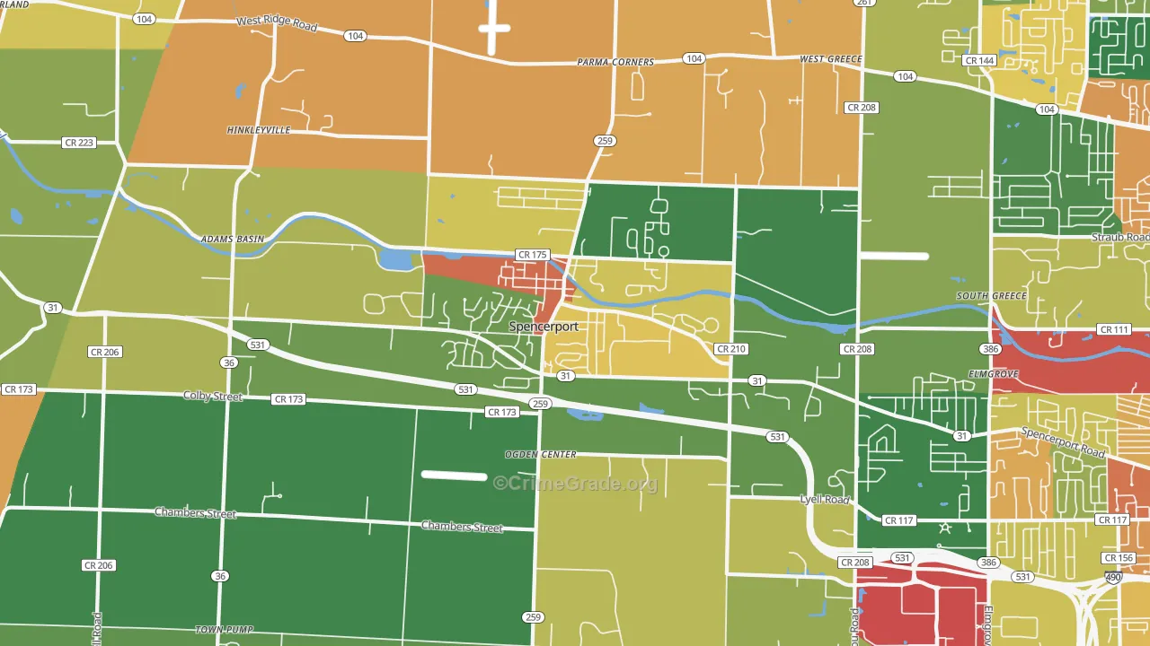 Spencerport, NY Map of Burglary Rates