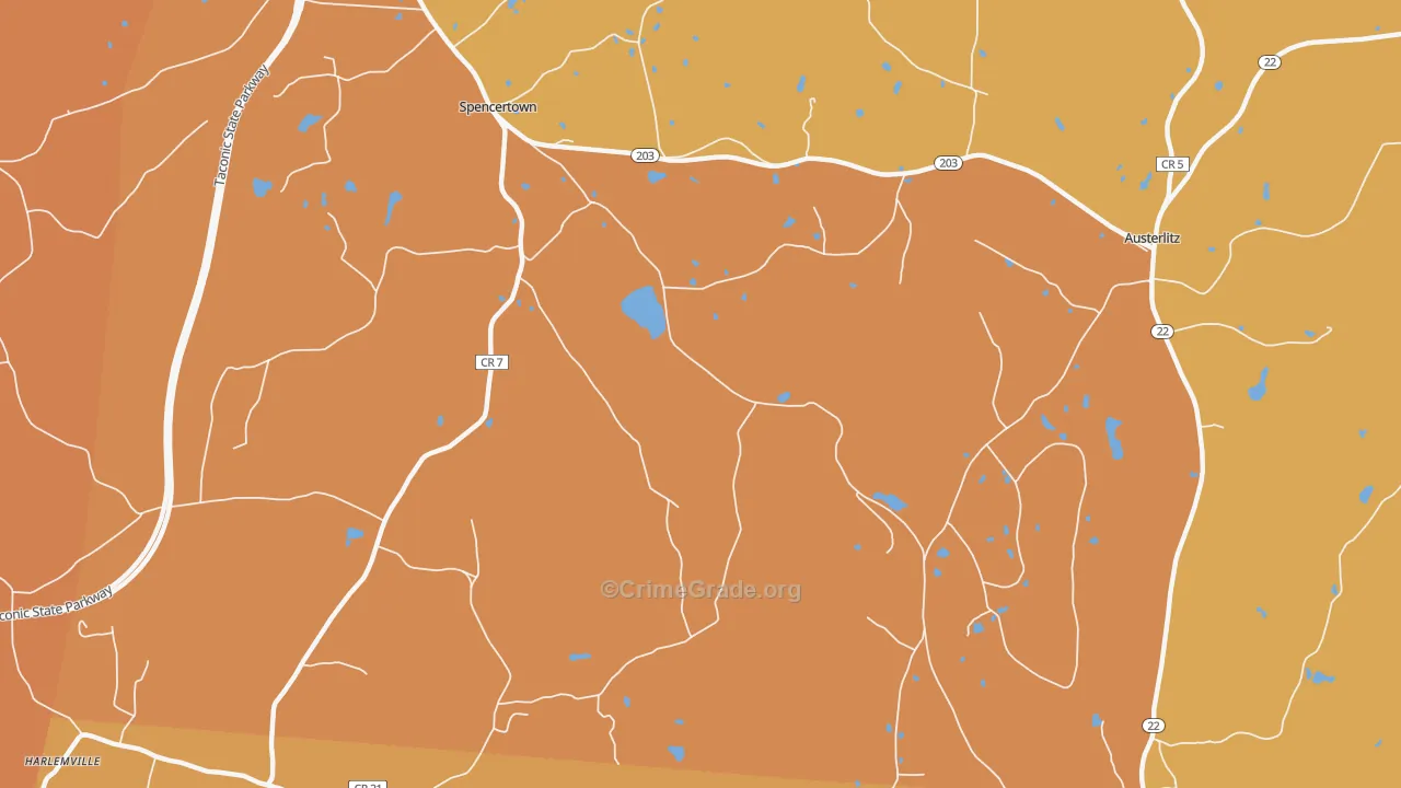 Spencertown, NY Map of Burglary Rates