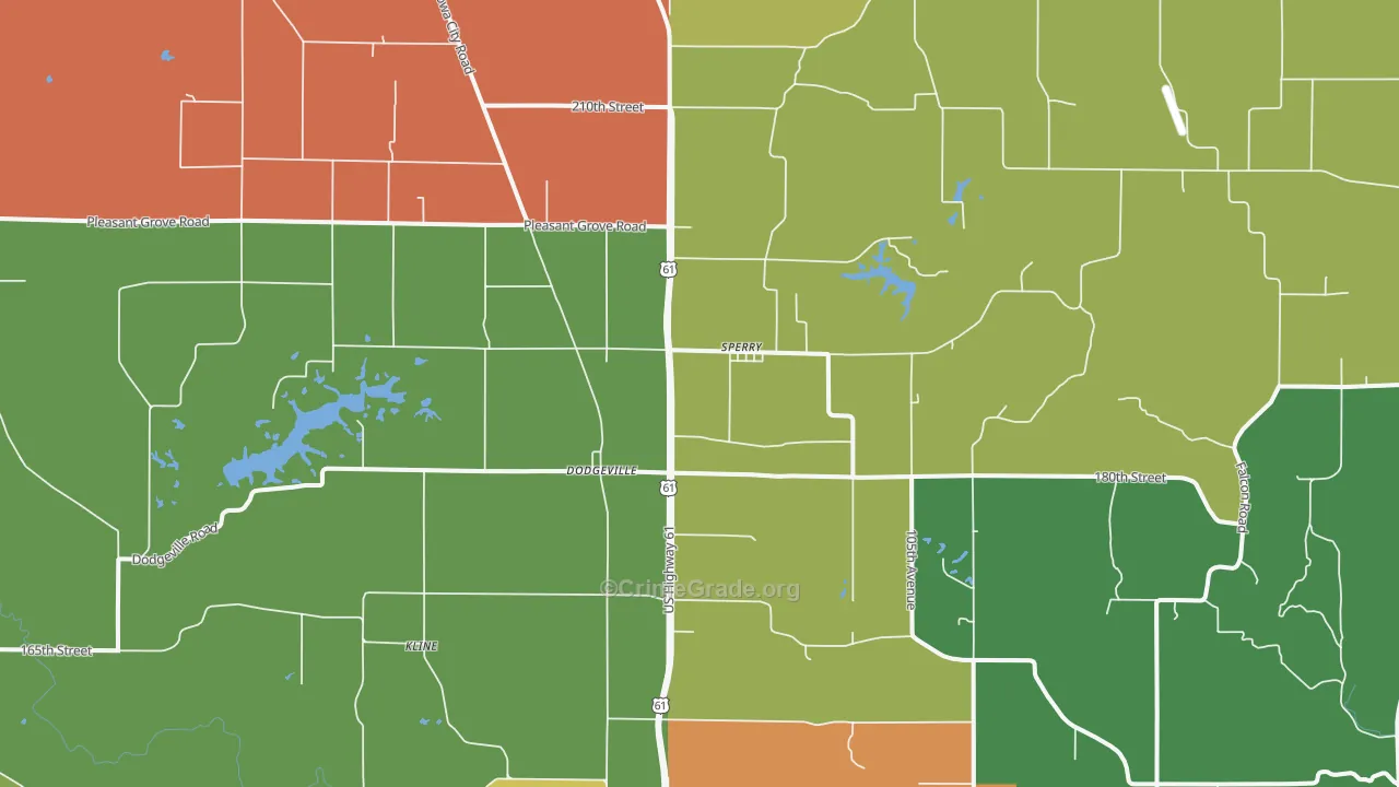 Sperry, IA Map of Burglary Rates