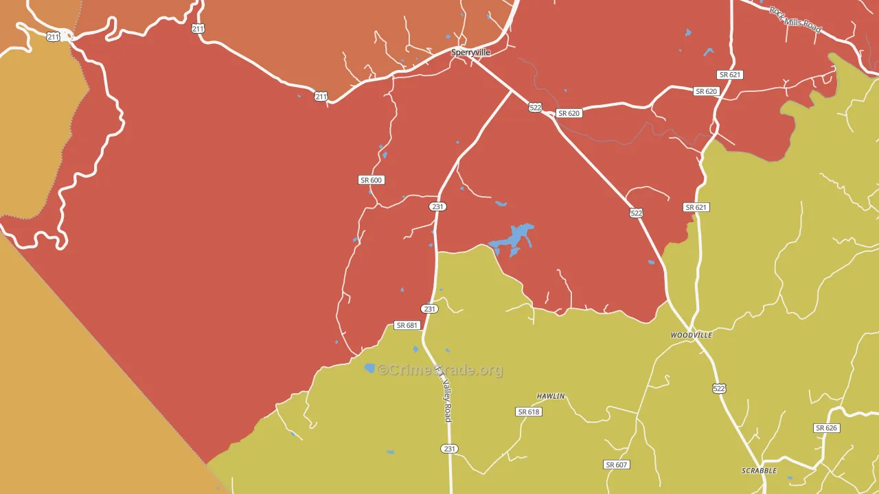 Sperryville, VA Map of Burglary Rates