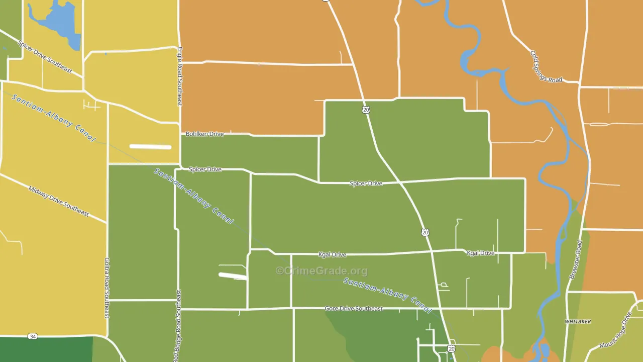 Spicer, OR Map of Burglary Rates