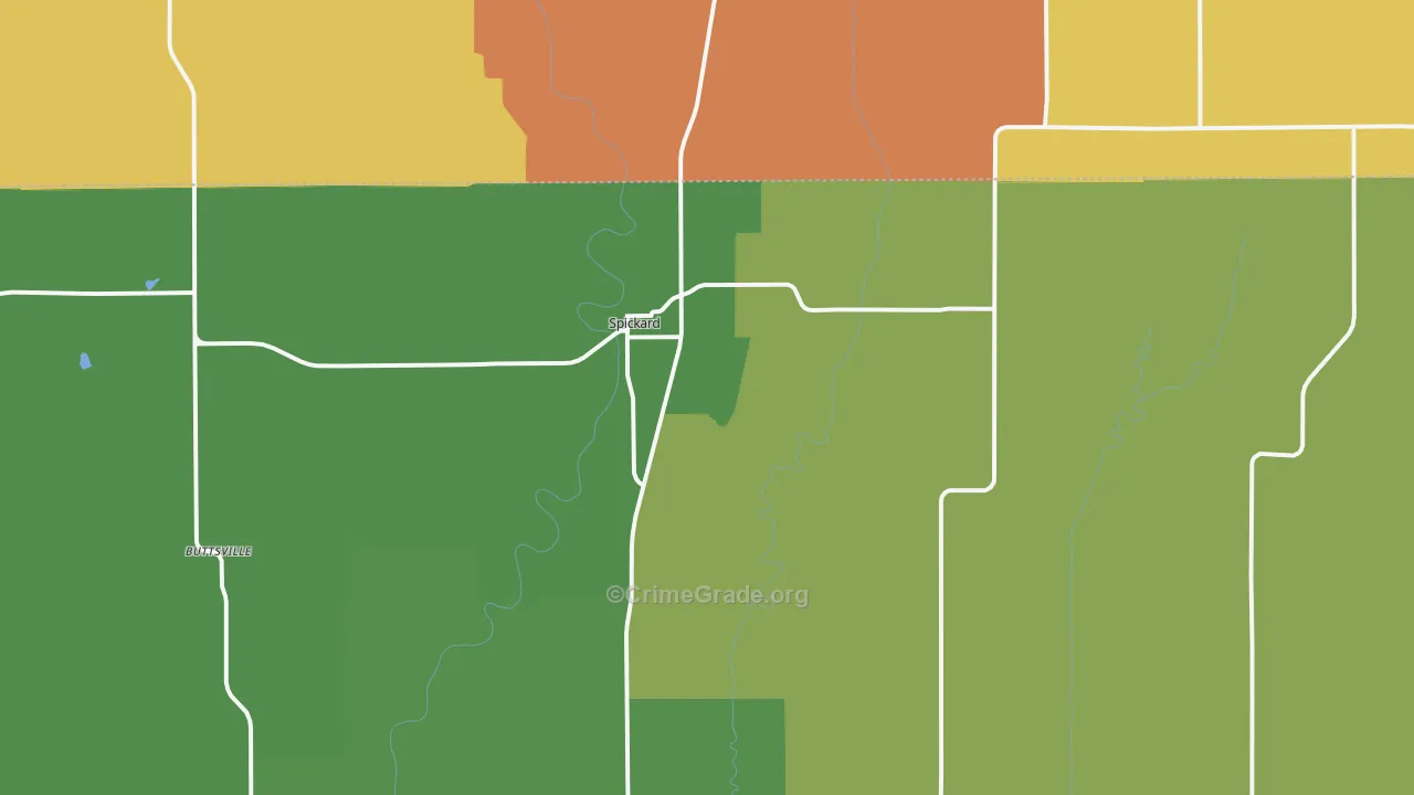 Spickard, MO Map of Burglary Rates