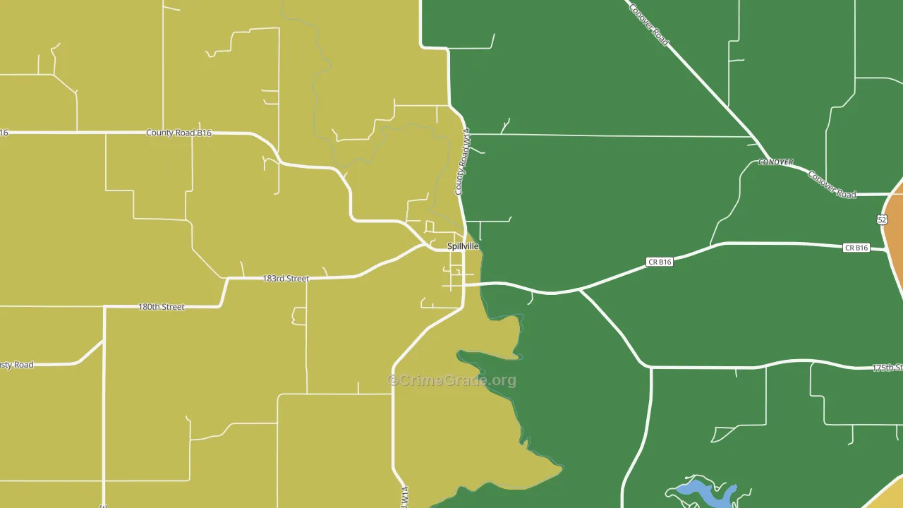 Spillville, IA Map of Burglary Rates