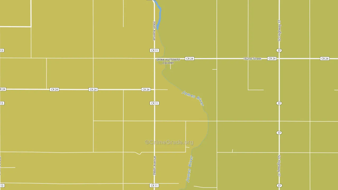 Spink Colony, SD Map of Burglary Rates