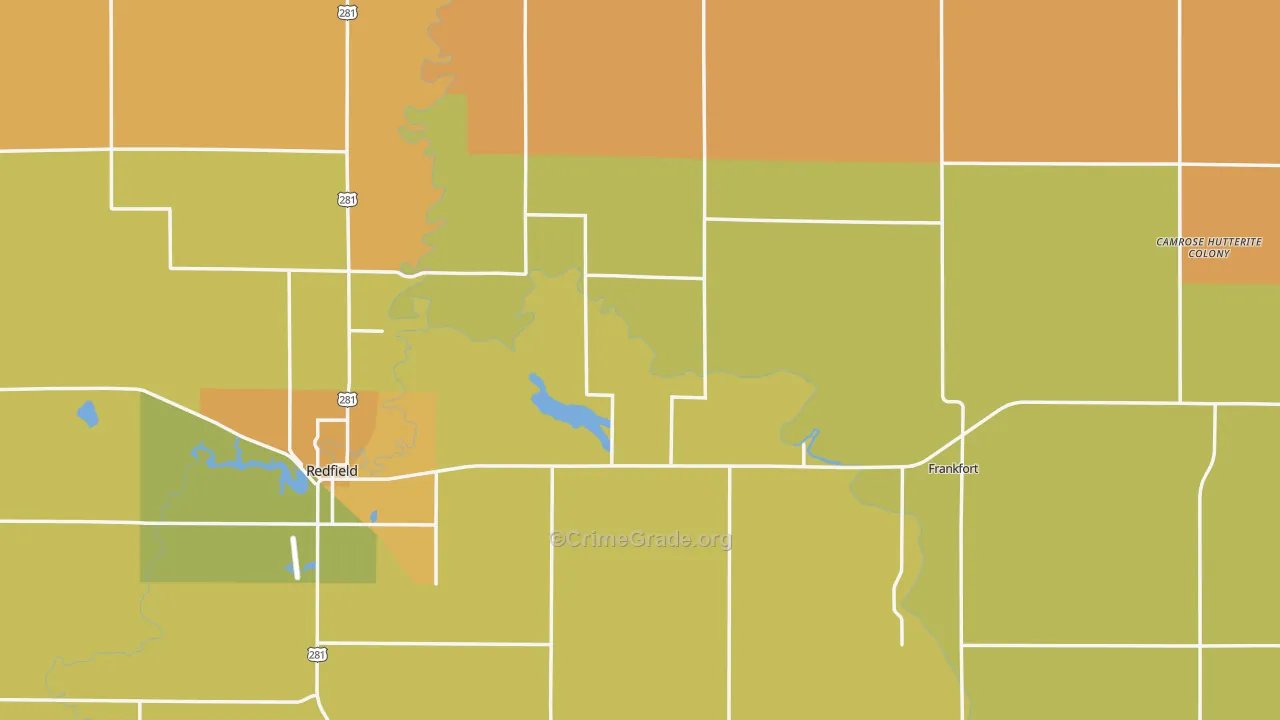 Spink County, SD Map of Burglary Rates