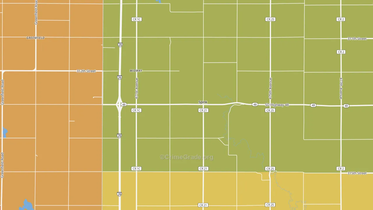 Spink, SD Map of Burglary Rates