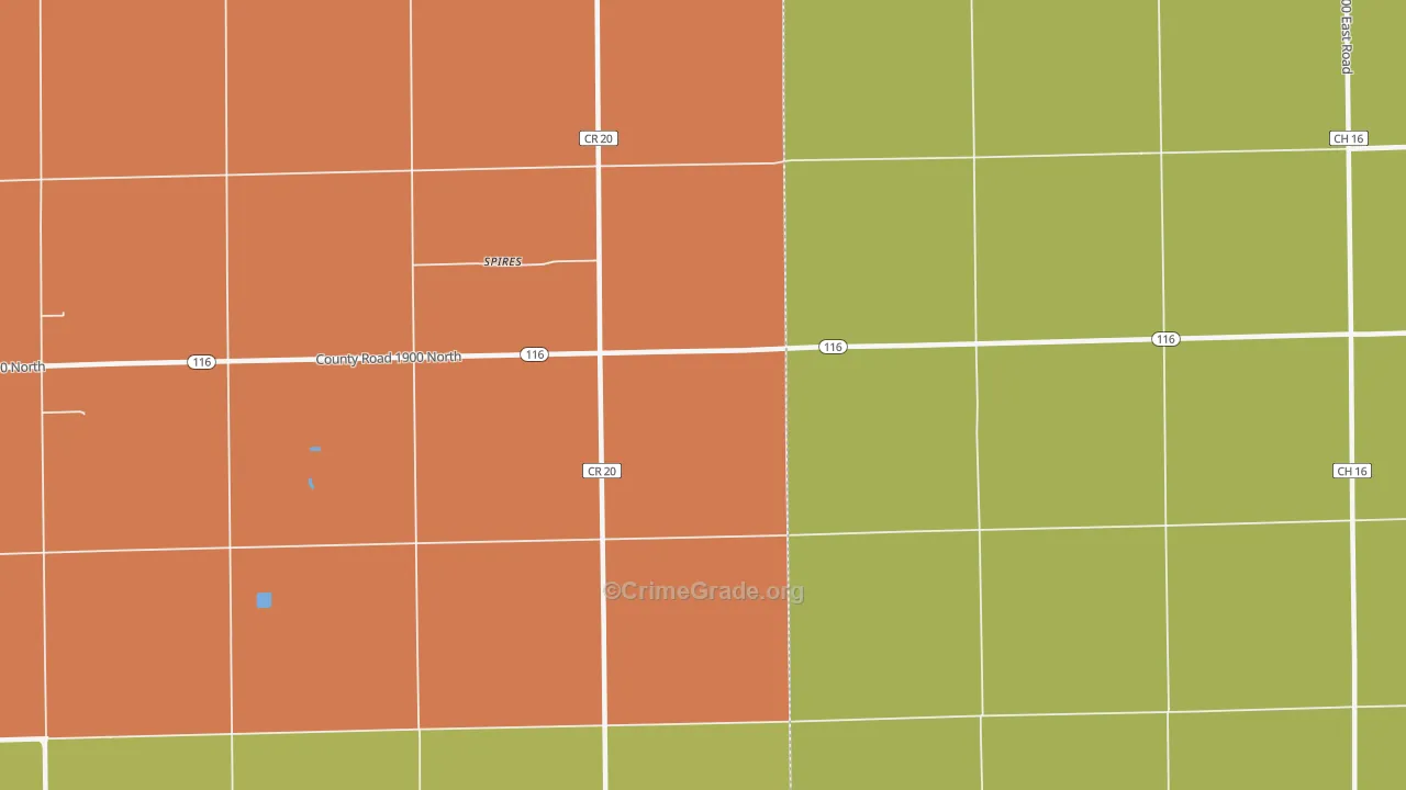 Spires, IL Map of Burglary Rates