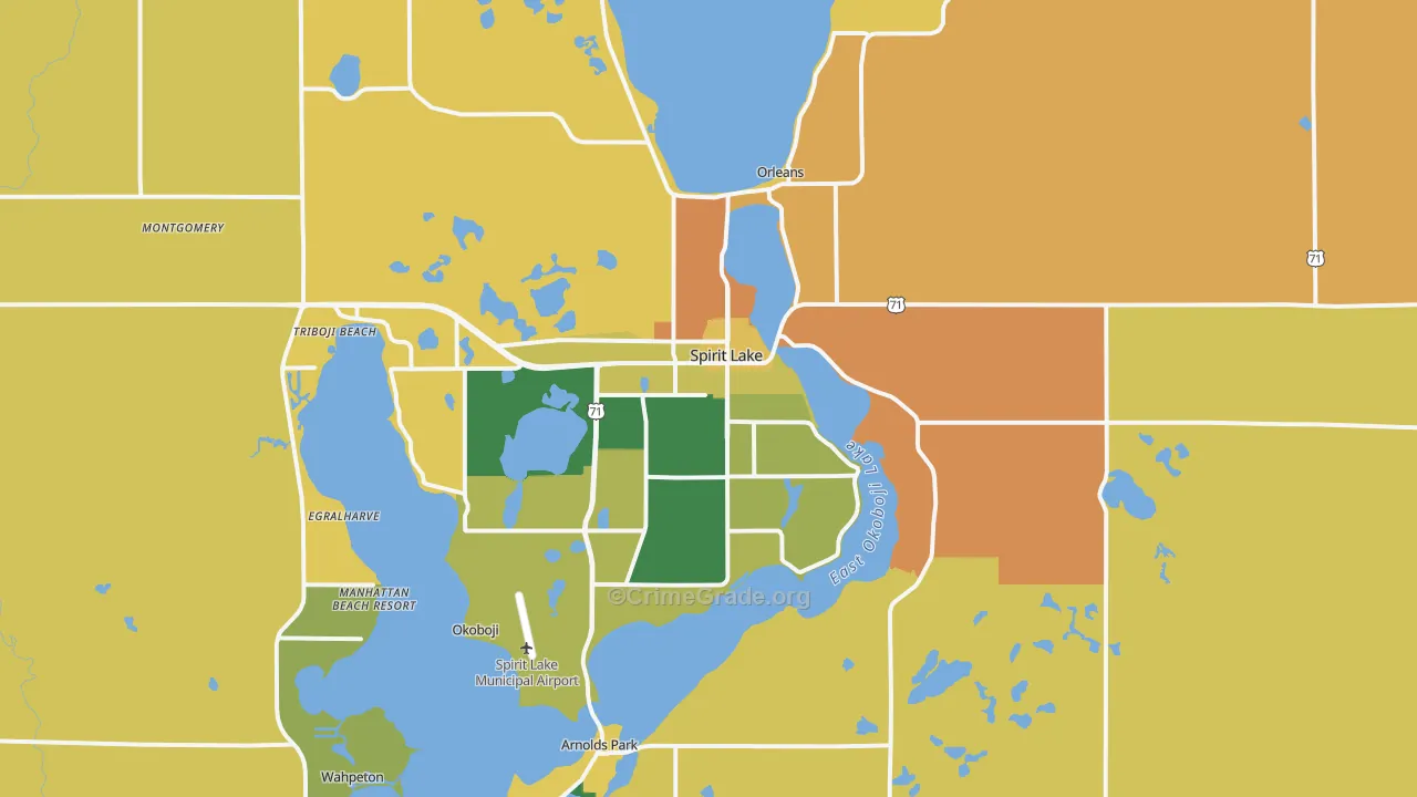 Spirit Lake, IA Map of Burglary Rates