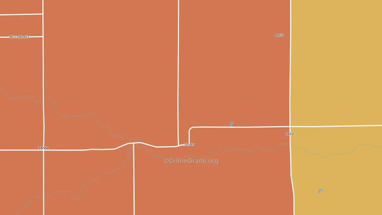 Spivey, KS Map of Burglary Rates