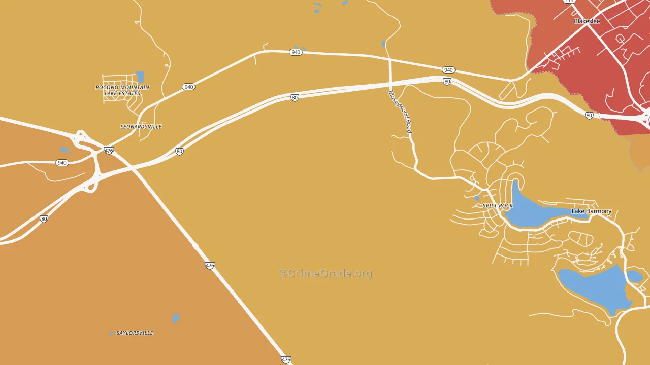 Split Rock, PA Map of Burglary Rates