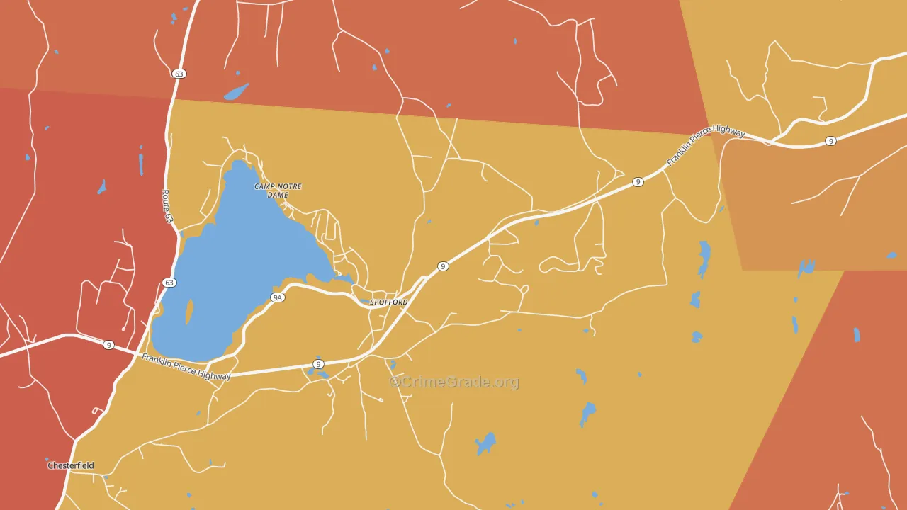 Spofford, NH Map of Burglary Rates
