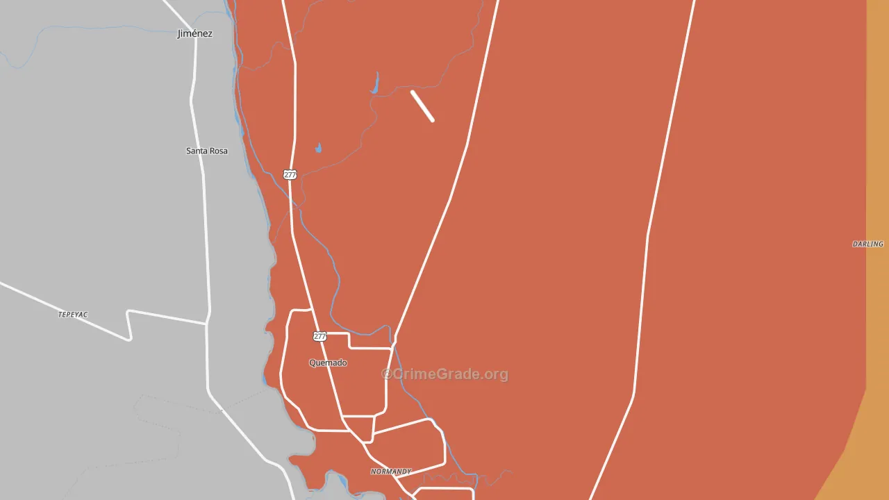 Spofford, TX Map of Burglary Rates